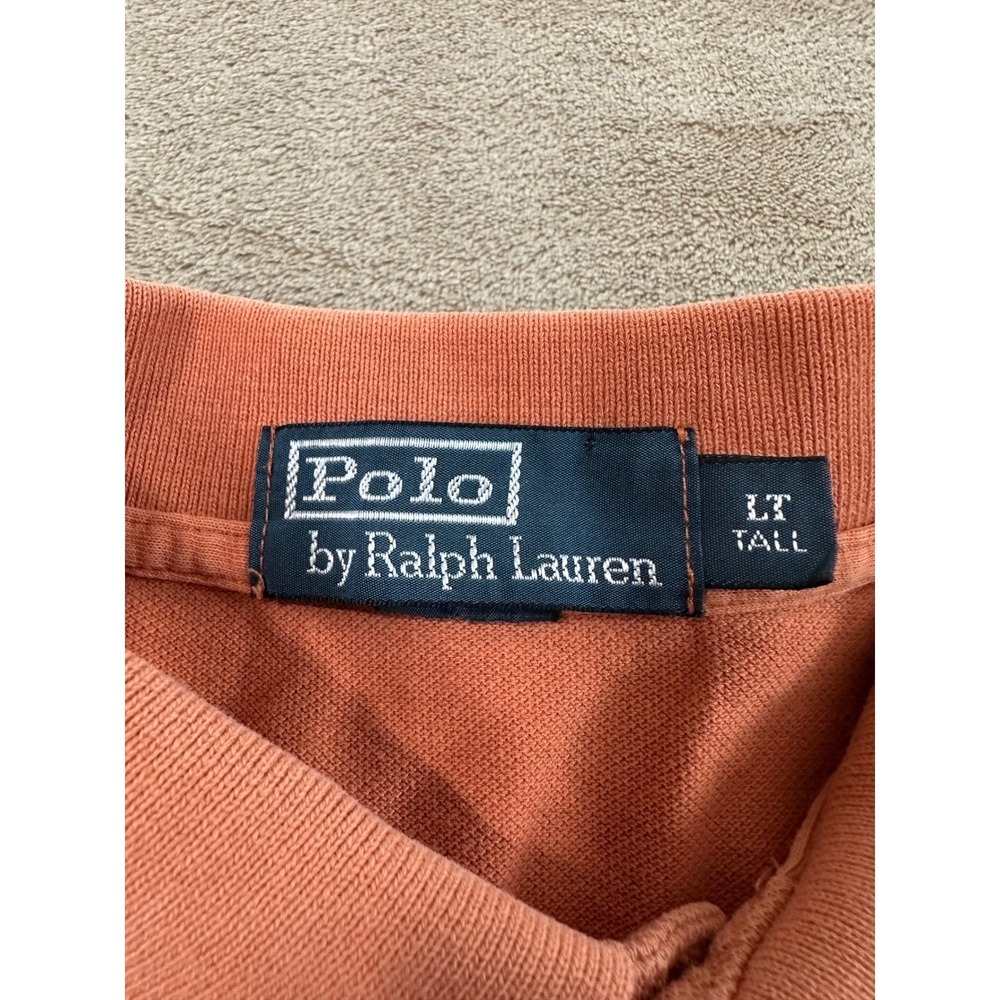 Vintage Polo Ralph Lauren Classic Polo Shirt Fit Men LT Tall Orange short sleeve - Picture 2 of 8